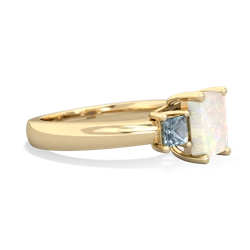 Opal Three Stone Emerald-Cut Trellis 14K Yellow Gold ring R4021