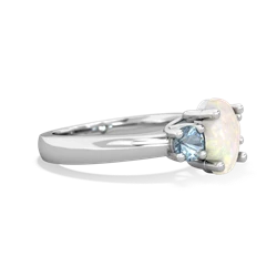 Opal Three Stone Oval Trellis 14K White Gold ring R4024