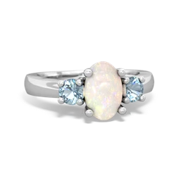 Opal Three Stone Oval Trellis 14K White Gold ring R4024