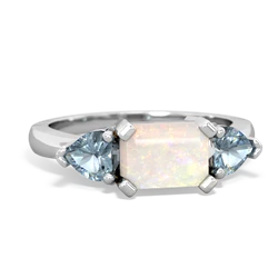 Opal Three Stone 14K White Gold ring R5235