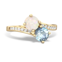 Opal Channel Set Two Stone 14K Yellow Gold ring R5303