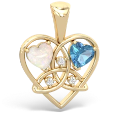 Opal Celtic Trinity Heart 14K Yellow Gold pendant P5331