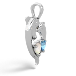 Opal Dolphin Heart 14K White Gold pendant P5820