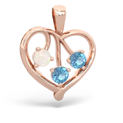 Opal Glowing Heart 14K Rose Gold pendant P2233