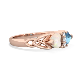 Opal Celtic Knot Double Heart 14K Rose Gold ring R5040