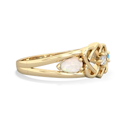 Opal Hearts Intertwined 14K Yellow Gold ring R5880