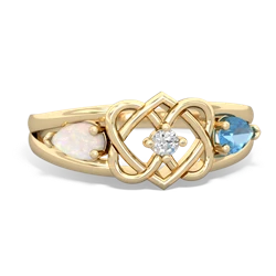 Opal Hearts Intertwined 14K Yellow Gold ring R5880