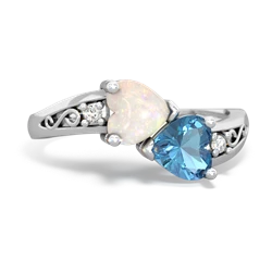 Opal Snuggling Hearts 14K White Gold ring R2178