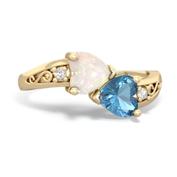 Opal Snuggling Hearts 14K Yellow Gold ring R2178