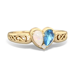 Opal Filligree 'One Heart' 14K Yellow Gold ring R5070