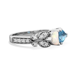 Opal Diamond Butterflies 14K White Gold ring R5601