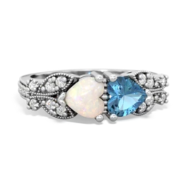 Opal Diamond Butterflies 14K White Gold ring R5601