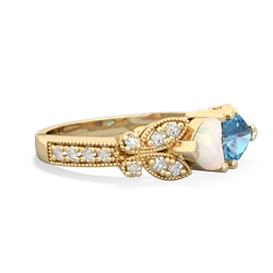 Opal Diamond Butterflies 14K Yellow Gold ring R5601