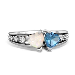 Opal Heart To Heart 14K White Gold ring R3342