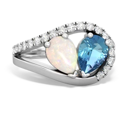 Opal Nestled Heart Keepsake 14K White Gold ring R5650