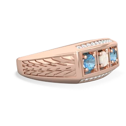 Opal Three Stone Tire Tread Men's 14K Rose Gold ring R0520