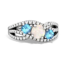 Opal Three Stone Aurora 14K White Gold ring R3080