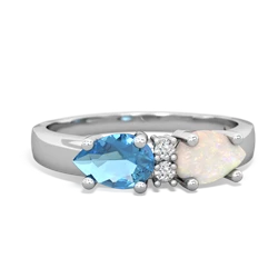 Opal Pear Bowtie 14K White Gold ring R0865