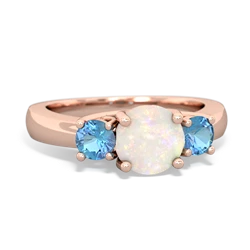 Opal Three Stone Round Trellis 14K Rose Gold ring R4018