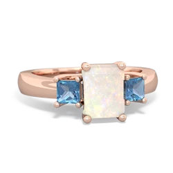 Opal Three Stone Emerald-Cut Trellis 14K Rose Gold ring R4021