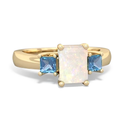 Opal Three Stone Emerald-Cut Trellis 14K Yellow Gold ring R4021