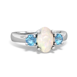 Opal Three Stone Oval Trellis 14K White Gold ring R4024