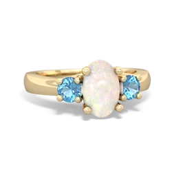 Opal Three Stone Oval Trellis 14K Yellow Gold ring R4024