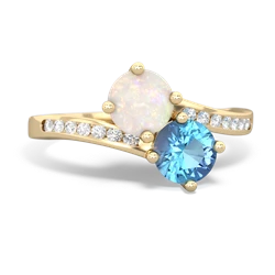 Opal Channel Set Two Stone 14K Yellow Gold ring R5303