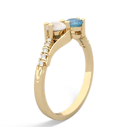 Opal Infinity Pave Two Stone 14K Yellow Gold ring R5285