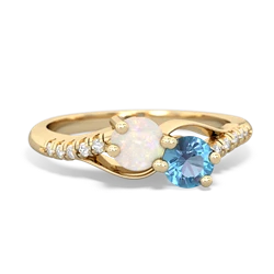 Opal Infinity Pave Two Stone 14K Yellow Gold ring R5285