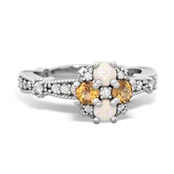 Opal Sparkling Tiara Cluster 14K White Gold ring R26293RD