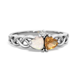 Opal Heart To Heart Braid 14K White Gold ring R5870