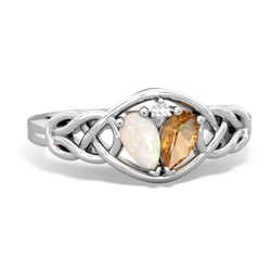 Opal Celtic Love Knot 14K White Gold ring R5420