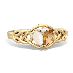 Opal Celtic Love Knot 14K Yellow Gold ring R5420