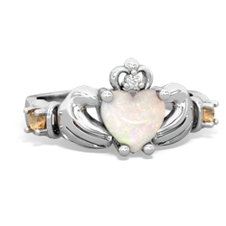 Opal Claddagh Keepsake 14K White Gold ring R5245