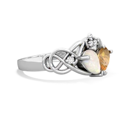 Opal 'One Heart' Celtic Knot Claddagh 14K White Gold ring R5322