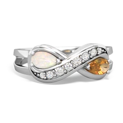 Opal Diamond Infinity 14K White Gold ring R5390