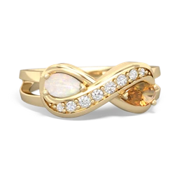 Opal Diamond Infinity 14K Yellow Gold ring R5390