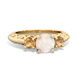 Opal Art Deco Eternal Embrace Engagement 14K Yellow Gold ring C2003