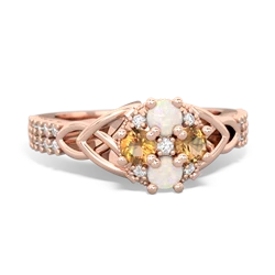 Opal Celtic Knot Cluster Engagement 14K Rose Gold ring R26443RD