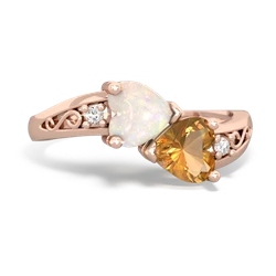 Opal Snuggling Hearts 14K Rose Gold ring R2178