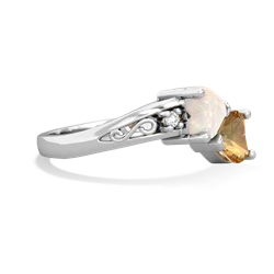 Opal Snuggling Hearts 14K White Gold ring R2178