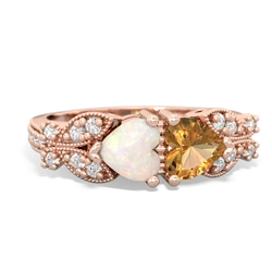 Opal Diamond Butterflies 14K Rose Gold ring R5601