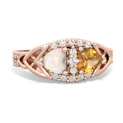 Opal Sparkling Celtic Knot 14K Rose Gold ring R2645