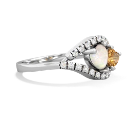 Opal Mother And Child 14K White Gold ring R3010