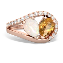 Opal Nestled Heart Keepsake 14K Rose Gold ring R5650