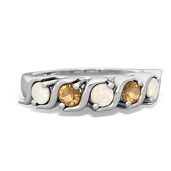 Opal Anniversary Band 14K White Gold ring R2089