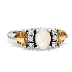 Opal Antique Style Three Stone 14K White Gold ring R2186