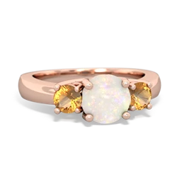 Opal Three Stone Round Trellis 14K Rose Gold ring R4018