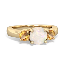 Opal Three Stone Round Trellis 14K Yellow Gold ring R4018